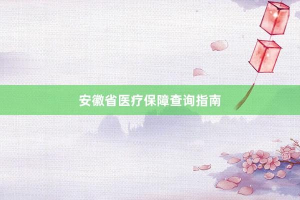 安徽省医疗保障查询指南