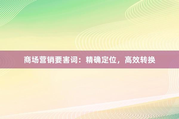 商场营销要害词：精确定位，高效转换